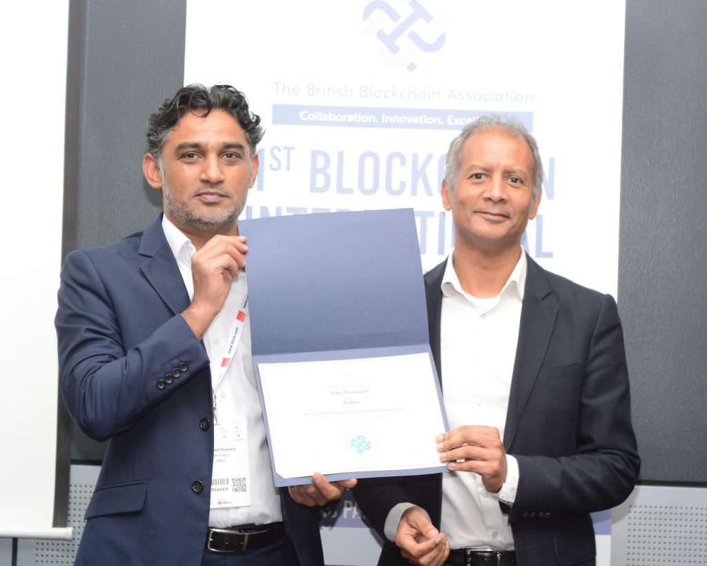 KMI Director awarded Fellowship of the British Blockchain Association