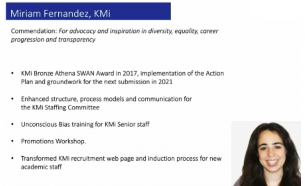 Research Fellow, Miriam Fernandez Receives Executive Dean Commendation