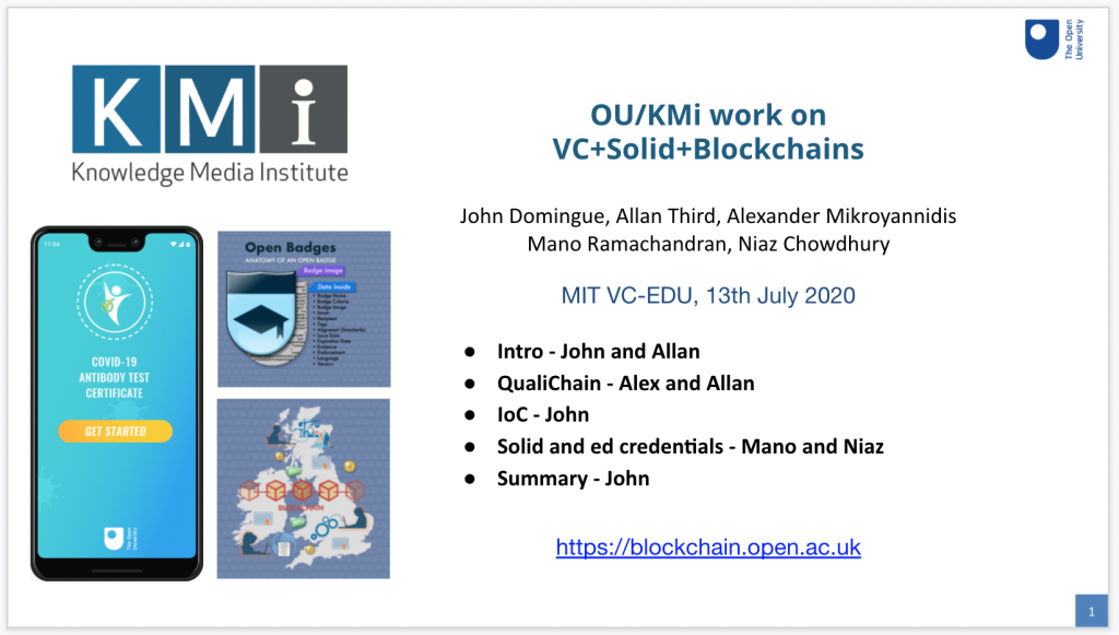 Open Blockchain presented to the W3C Credentials Group