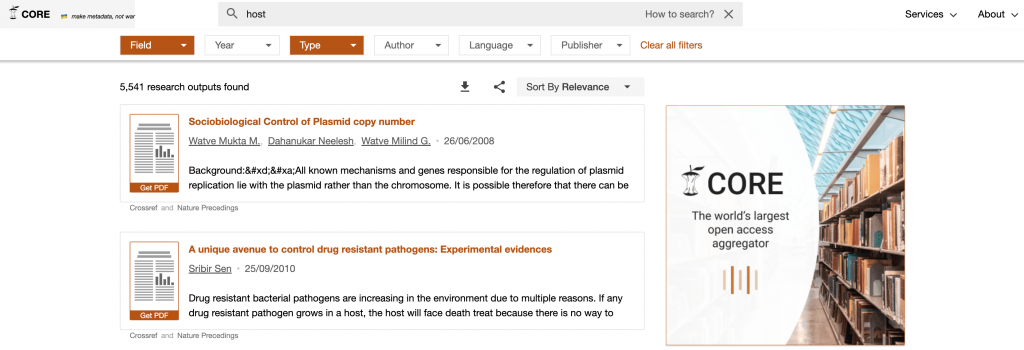 Major update of CORE search