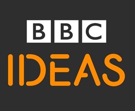 Feature image BBC Ideas logo featuring orange and black letters on a white background