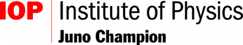 Image of a prestigious physics institute celebrating its Juno champion award for excellence in research and education.